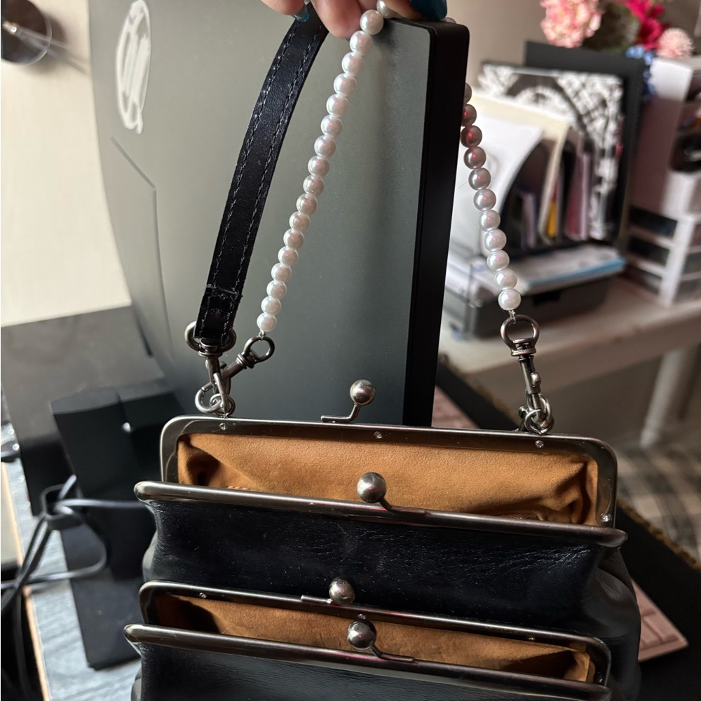 Patricia Nash Black and White Crossbody Bag with Pearl Detail - Picture 2 of 12